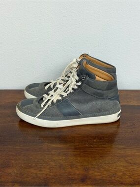 Jimmy Choo Belgravia High Top Sneakers Size 43 US 10 Gray Glitter Suede Limited